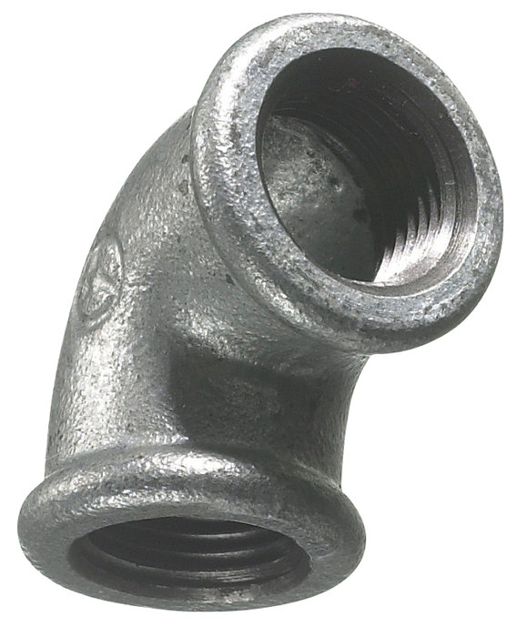 Galvaniseret vinkel 1/2" - muffe/muffe